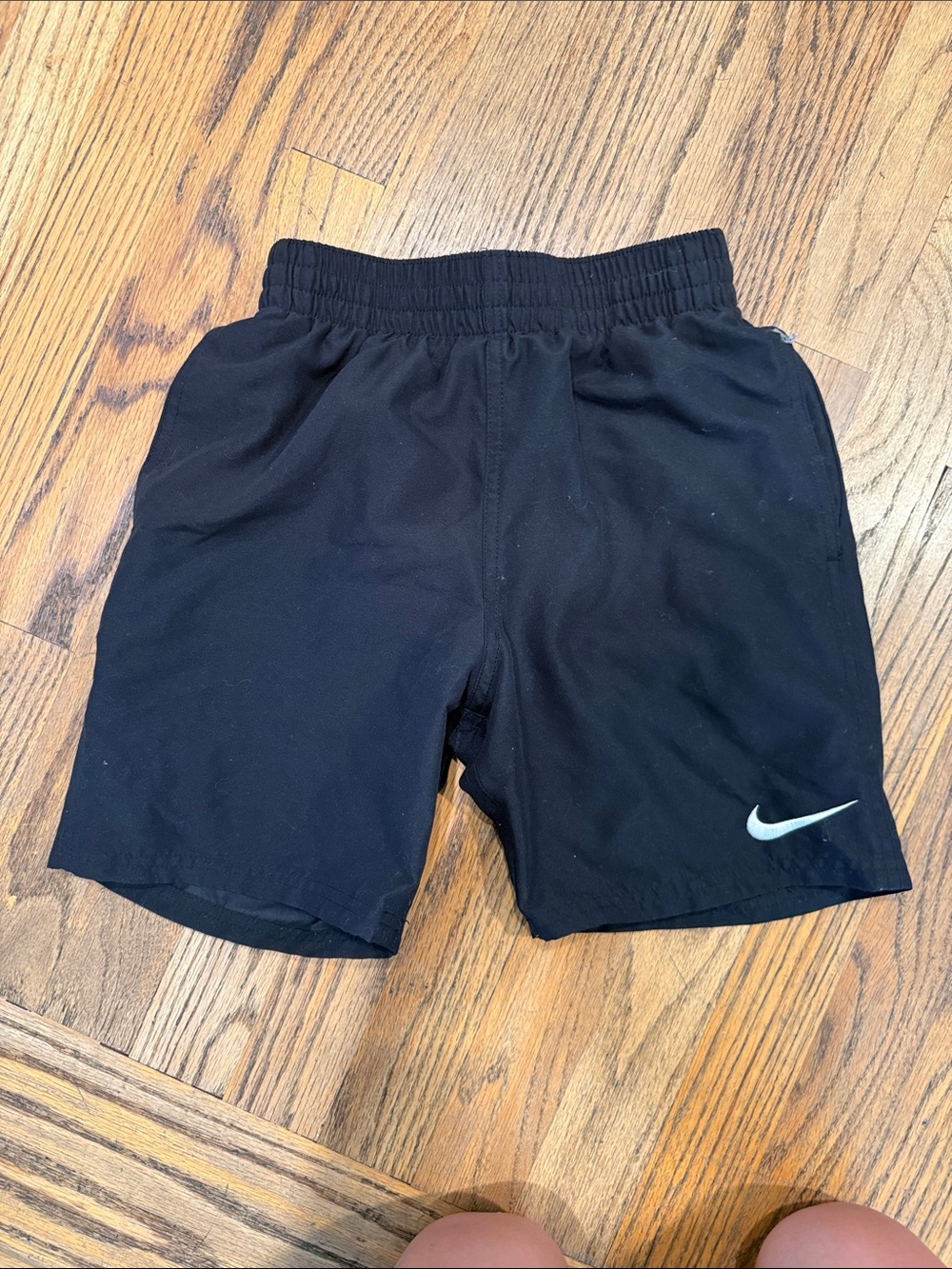 Nike Black Kids Athletic Shorts with White Swoosh Accent